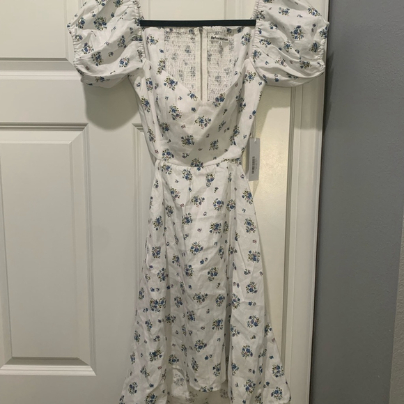 Reformation White Puff Sleeve Mini Dress - Picture 4 of 7